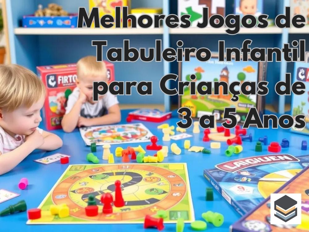 Imagem de destaque para um post sobre jogos de tabuleiro infantil, apresentando um cenário colorido e lúdico com peças de jogos e tabuleiros adequados para crianças de várias idades, destacando a diversão e o aprendizado proporcionados por esses jogos.